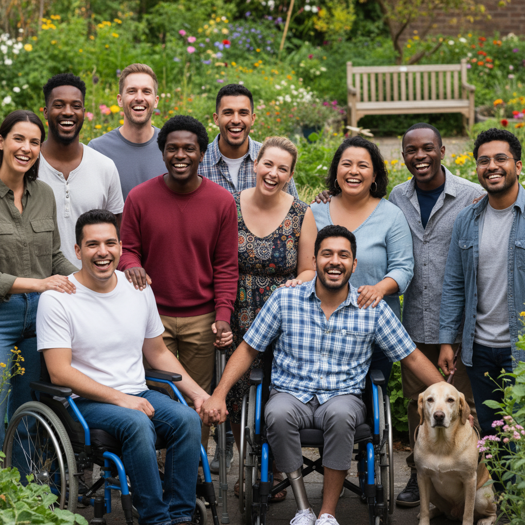 Community members coming together in a supportive neighborhood setting